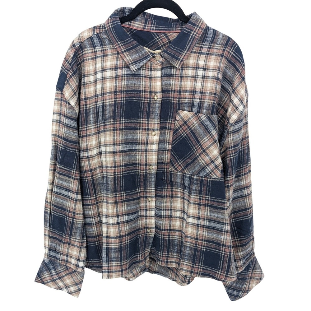 Scotch & Soda‎ Plaid Flannel Womens XL Pink Oversized Button Up Top Long Sleeve